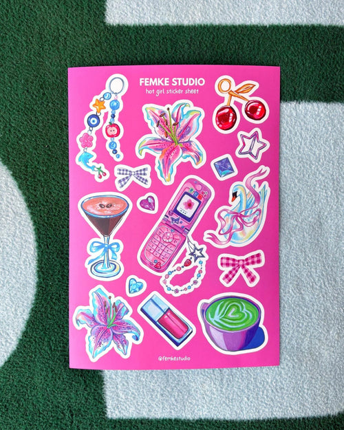 Sticker bundle Hot girl, cafe, spring, winter