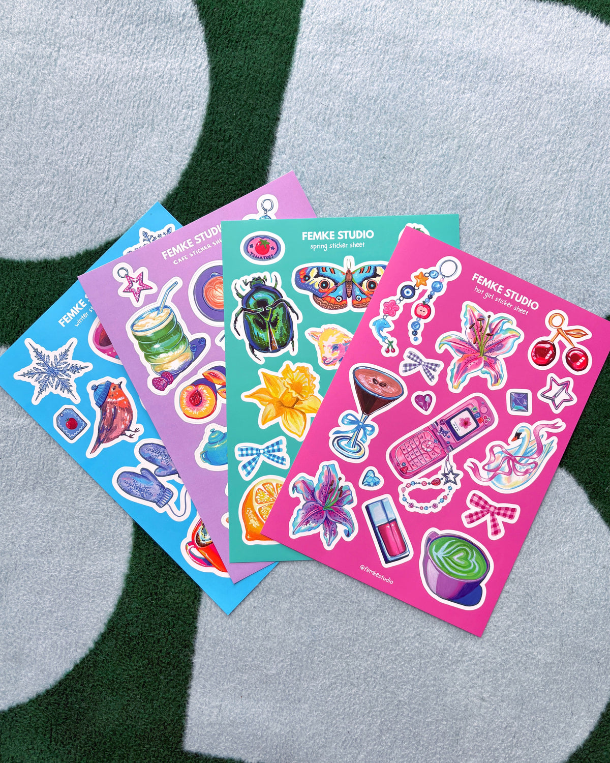 Sticker bundle Hot girl, cafe, spring, winter